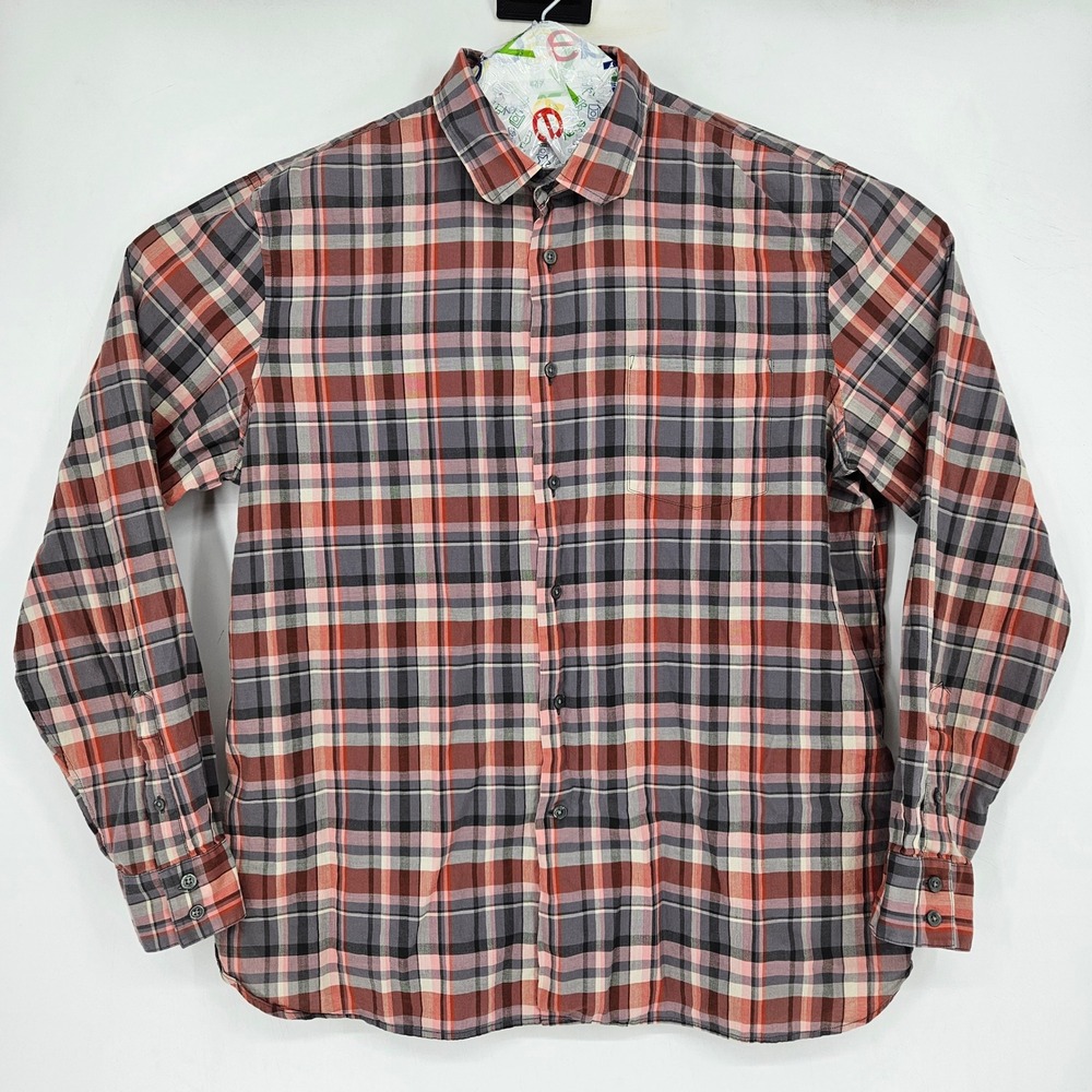 John Varvatos USA Shirt Mens XL Long Sleeve Red Plaid Casual Button Down